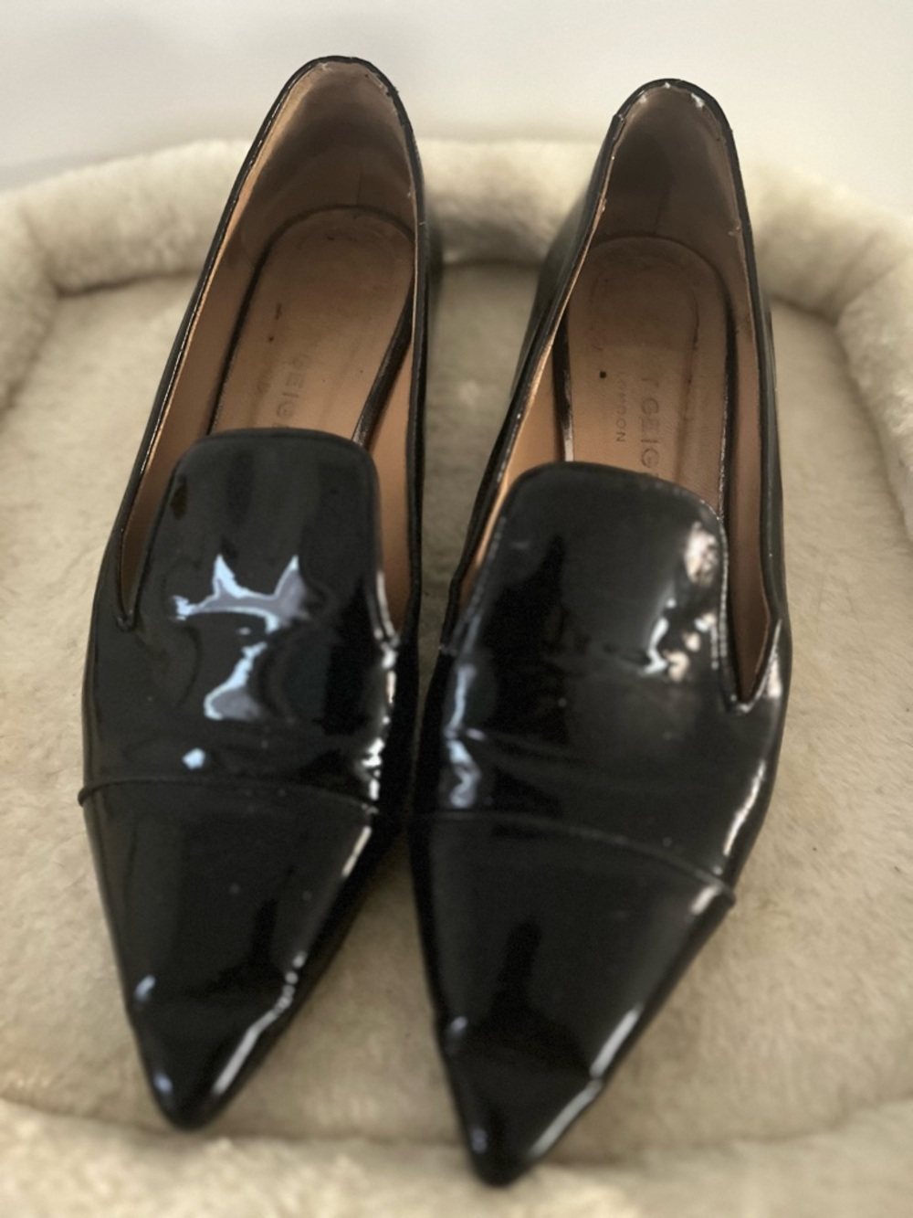 Kurt Geiger Black Patent Pointed Loafers